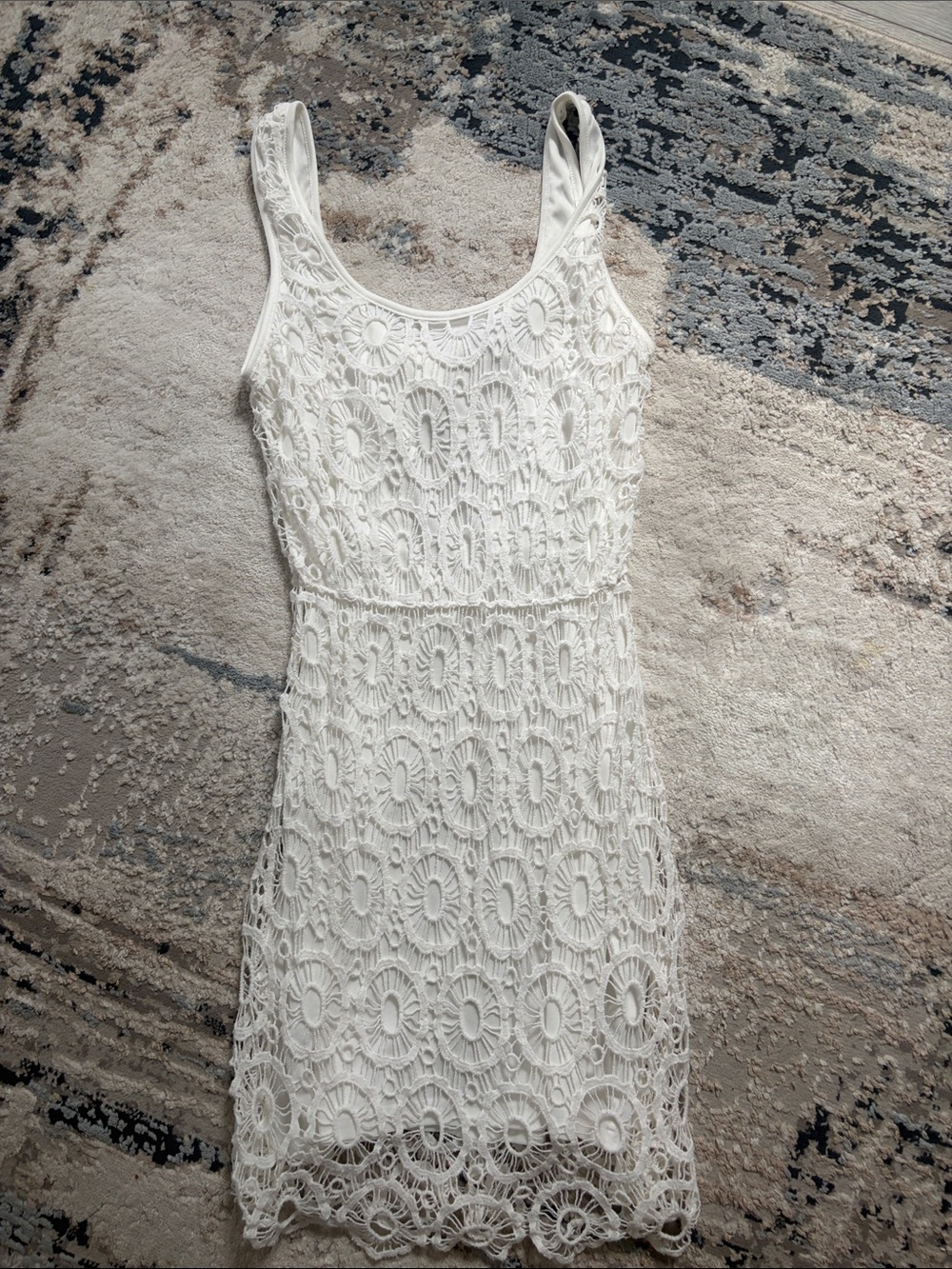 Lauren Conrad White Crochet Lace Sleeveless Dress